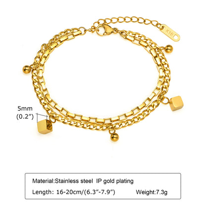 Simple Style Butterfly Stainless Steel Layered Pearl 18k Gold Plated Bracelets