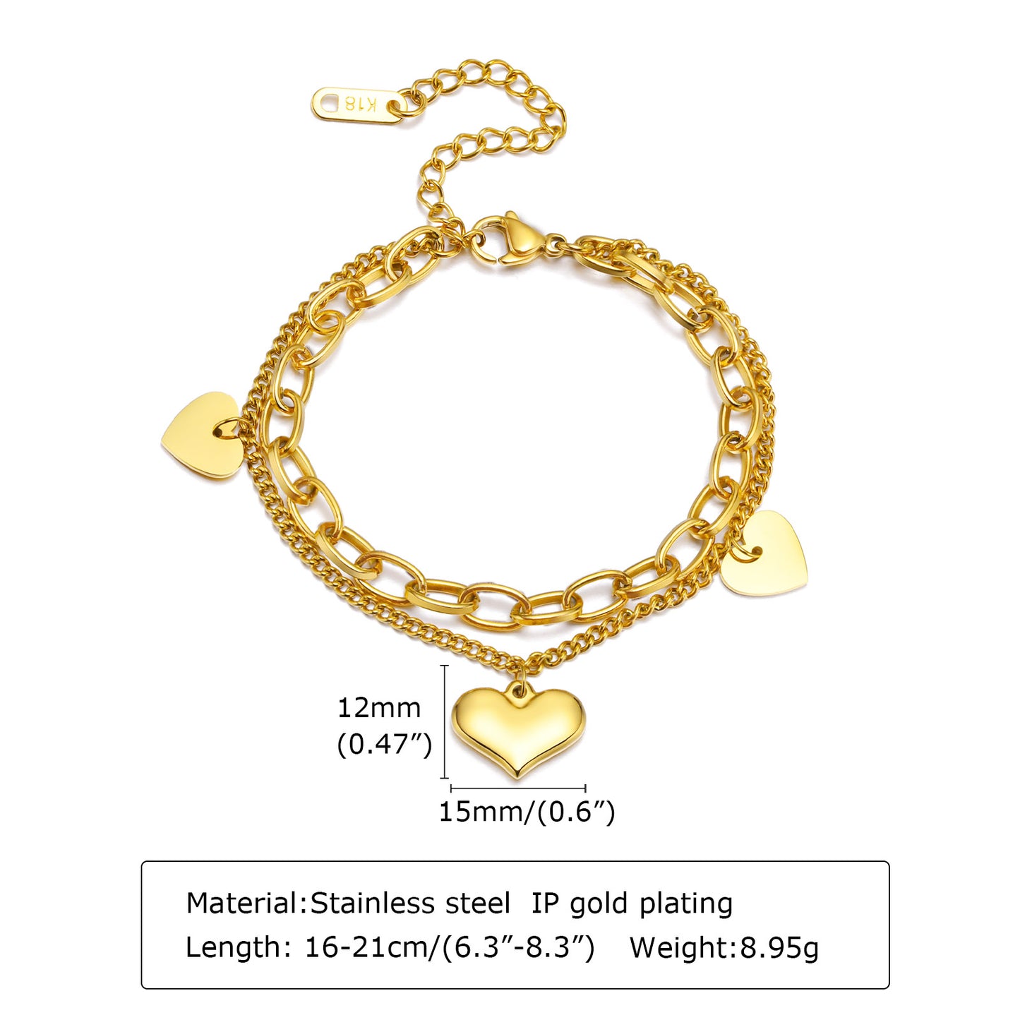 Simple Style Butterfly Stainless Steel Layered Pearl 18k Gold Plated Bracelets