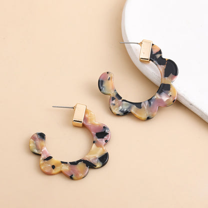 1 Pair Handmade Color Block Printing Arylic Earrings