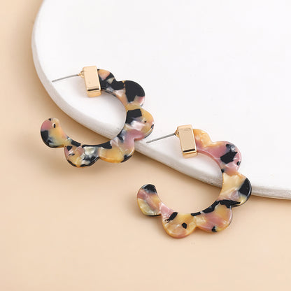 1 Pair Handmade Color Block Printing Arylic Earrings