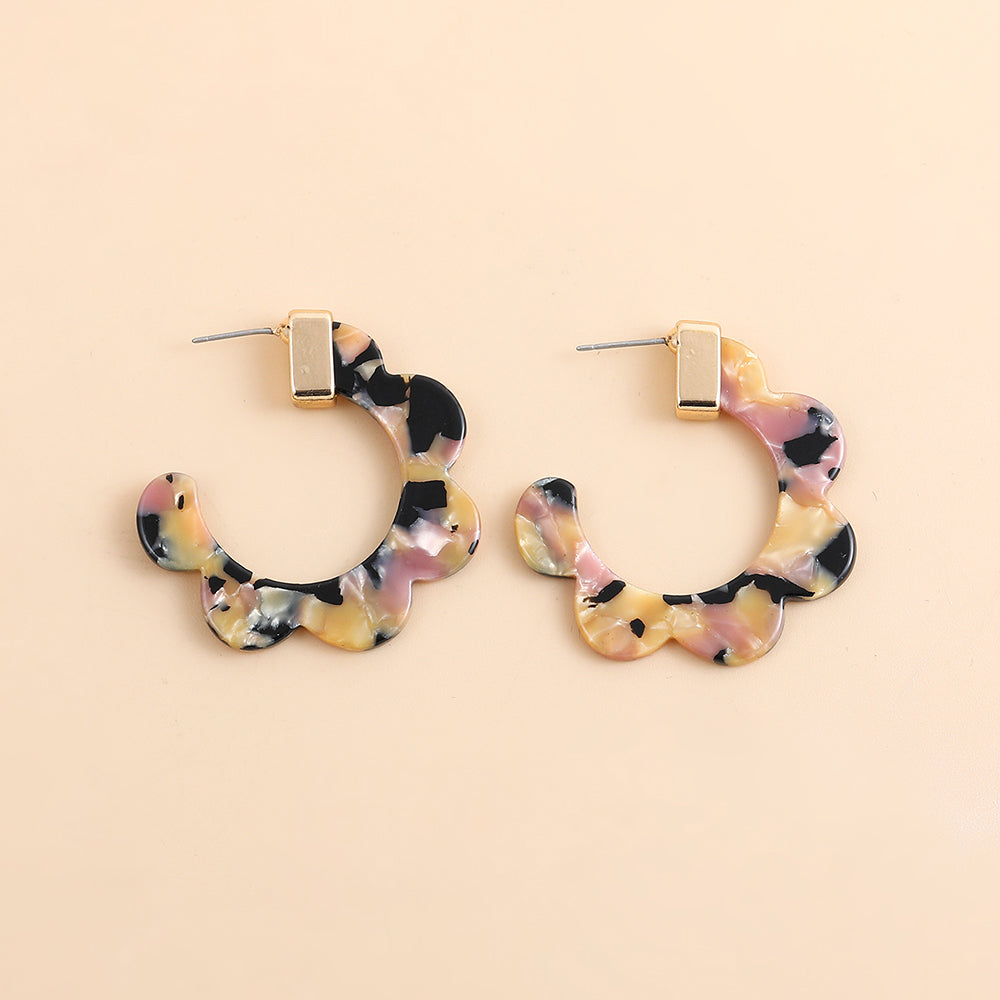 1 Pair Handmade Color Block Printing Arylic Earrings