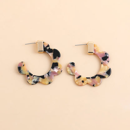 1 Pair Handmade Color Block Printing Arylic Earrings