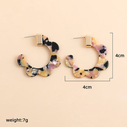 1 Pair Handmade Color Block Printing Arylic Earrings