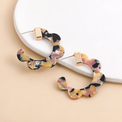 1 Pair Handmade Color Block Printing Arylic Earrings