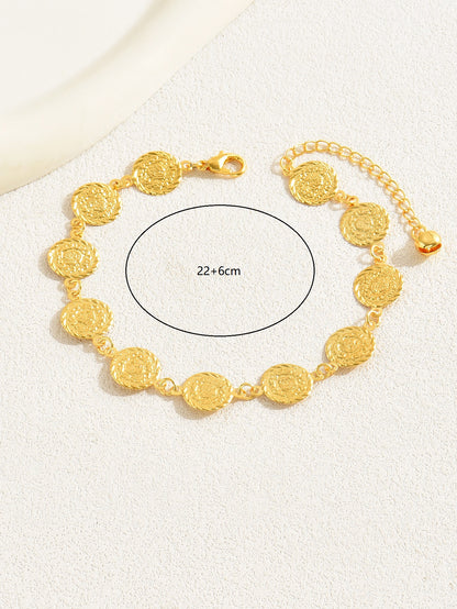 Simple Style Leaves Coin Butterfly 18k Gold Plated Copper Wholesale Anklet