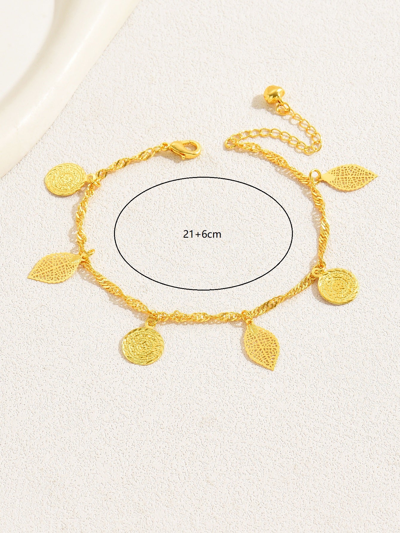 Simple Style Leaves Coin Butterfly 18k Gold Plated Copper Wholesale Anklet