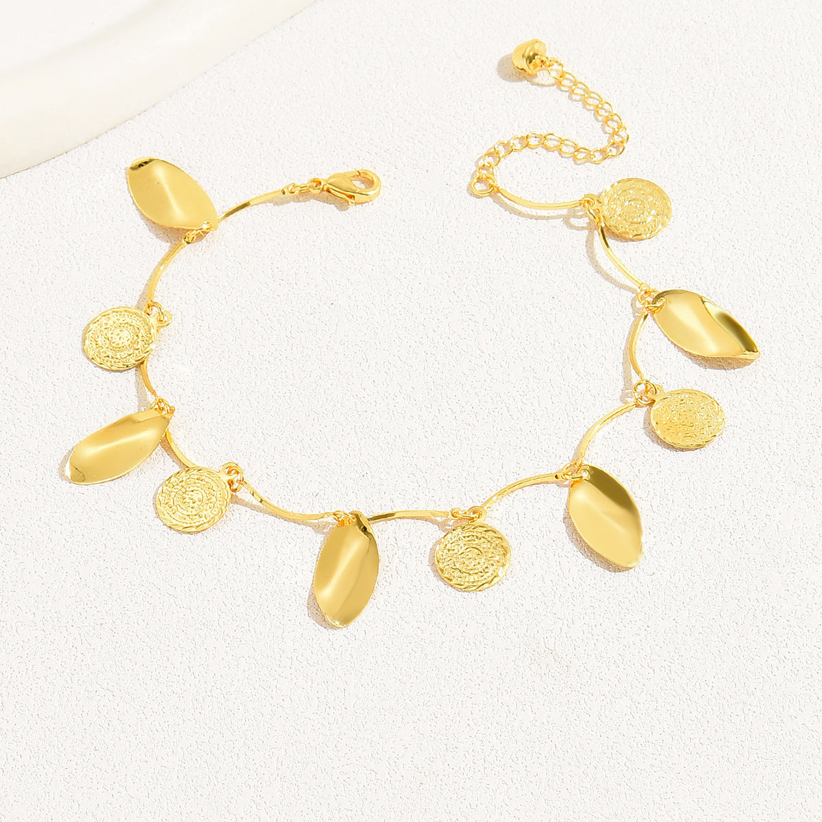 Simple Style Leaves Coin Butterfly 18k Gold Plated Copper Wholesale Anklet