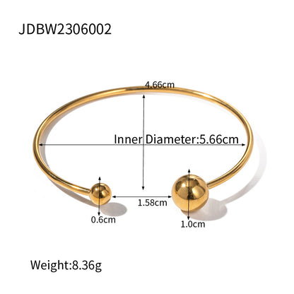 Simple Style Ball Stainless Steel Plating 18k Gold Plated Bangle