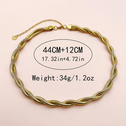 Hip-hop Rock Solid Color Twist Stainless Steel Plating Gold Plated Necklace