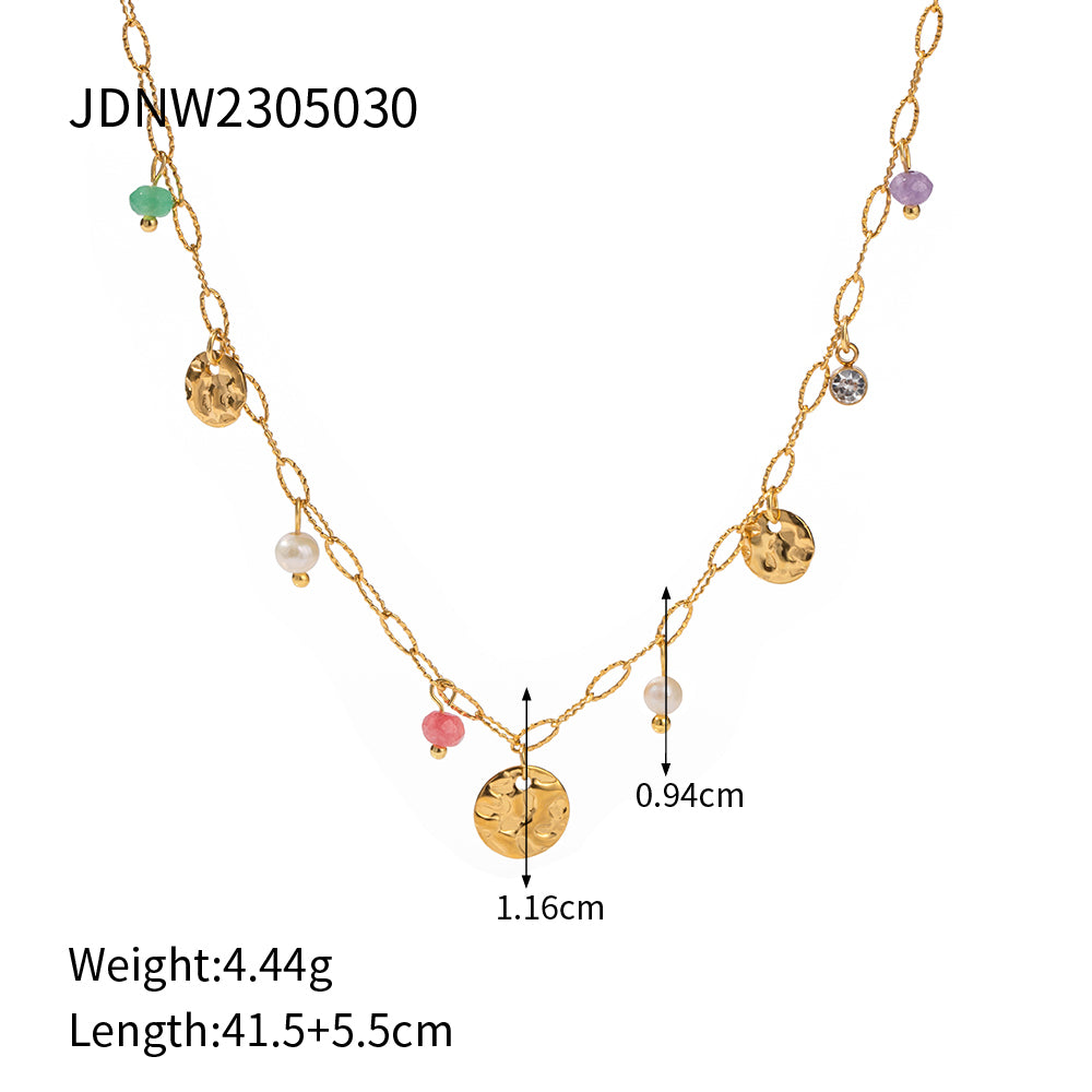 Ig Style Casual Round Stainless Steel Plating 18k Gold Plated Necklace