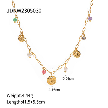 Ig Style Casual Round Stainless Steel Plating 18k Gold Plated Necklace