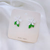 1 Pair Fairy Style Sweet Leaf Flower Spray Paint Inlay Imitation Pearl Alloy Opal Zircon Earrings