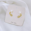 1 Pair Fairy Style Sweet Leaf Flower Spray Paint Inlay Imitation Pearl Alloy Opal Zircon Earrings