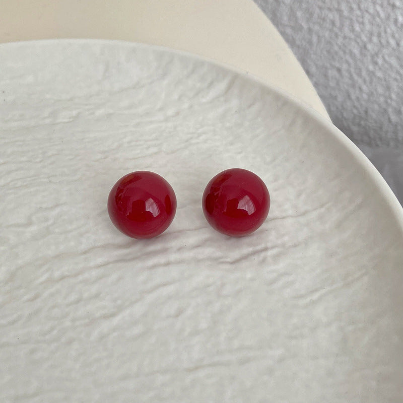 1 Pair Retro Simple Style Round Plastic Resin Ear Studs