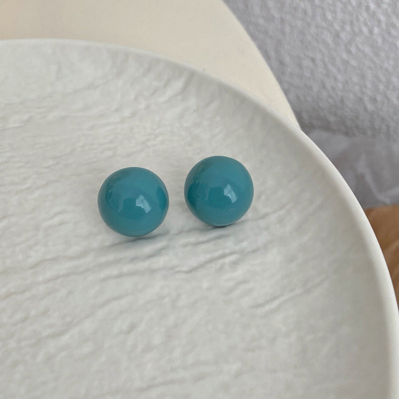 1 Pair Retro Simple Style Round Plastic Resin Ear Studs