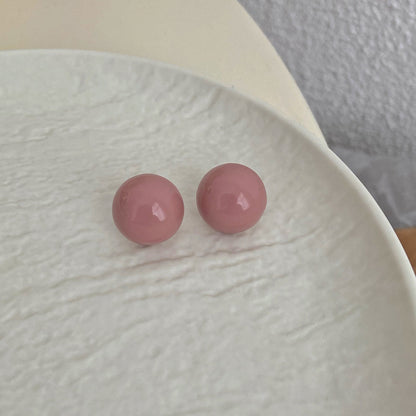 1 Pair Retro Simple Style Round Plastic Resin Ear Studs