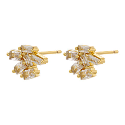 1 Pair Casual Elegant Simple Style Solid Color Plating Inlay Copper Zircon 18k Gold Plated Ear Studs