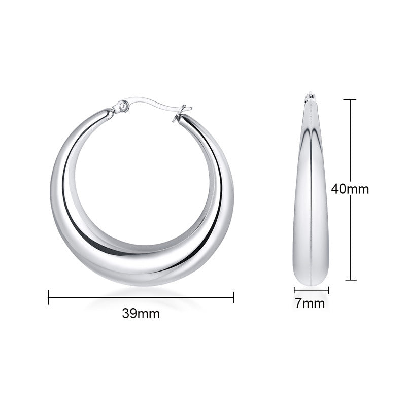 1 Pair Classic Style C Shape Plating Stainless Steel Earrings