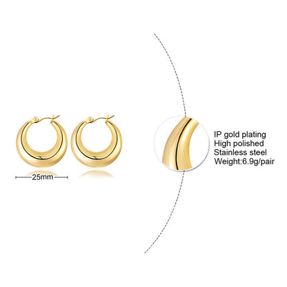 1 Pair Classic Style C Shape Plating Stainless Steel Earrings