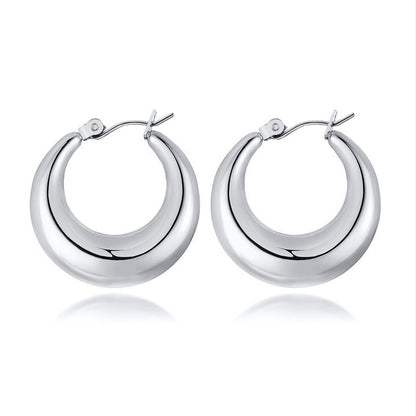 1 Pair Classic Style C Shape Plating Stainless Steel Earrings