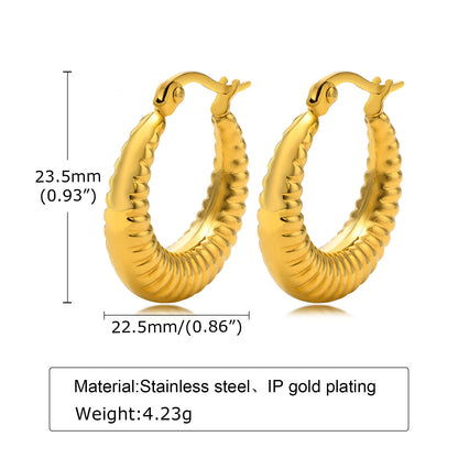 1 Pair Classic Style C Shape Plating Stainless Steel Earrings