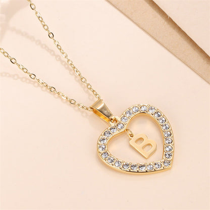 Glam Luxurious Letter Stainless Steel Plating Inlay Zircon 18k Gold Plated Pendant Necklace