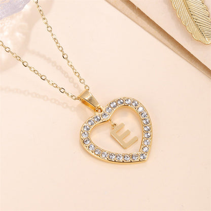 Glam Luxurious Letter Stainless Steel Plating Inlay Zircon 18k Gold Plated Pendant Necklace