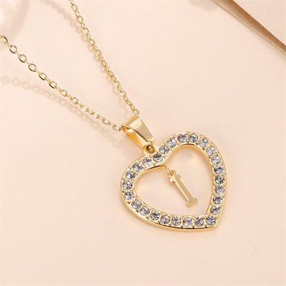 Glam Luxurious Letter Stainless Steel Plating Inlay Zircon 18k Gold Plated Pendant Necklace