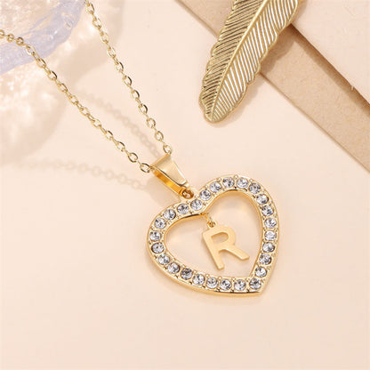 Glam Luxurious Letter Stainless Steel Plating Inlay Zircon 18k Gold Plated Pendant Necklace