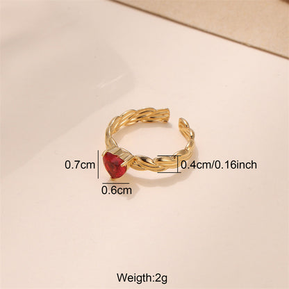 Glam Luxurious Stainless Steel Plating Inlay Zircon 18k Gold Plated Open Rings