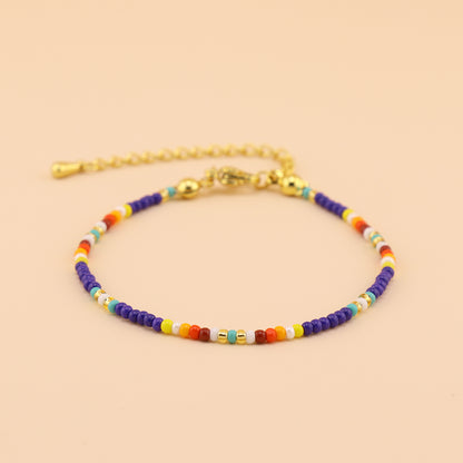 Wholesale Jewelry Handmade Color Block Glass Metal Beaded Bracelets