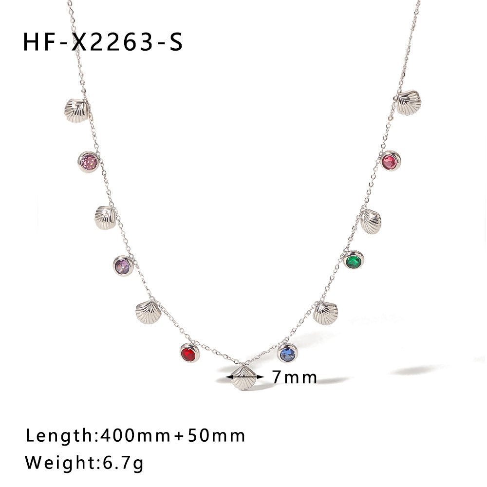 Ig Style Korean Style Geometric Stainless Steel Titanium Steel Inlay Zircon Necklace