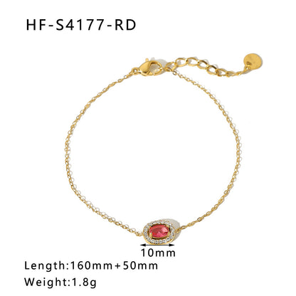 Sweet Heart Shape Stainless Steel Plating Inlay Zircon Bracelets