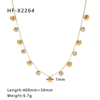 Ig Style Korean Style Geometric Stainless Steel Titanium Steel Inlay Zircon Necklace