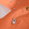 Sweet Korean Style Heart Shape Bow Knot Copper Plating Inlay Zircon Pendant Necklace