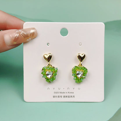 1 Pair Cute Heart Shape Flower Bow Knot Plating Inlay Alloy Artificial Gemstones Drop Earrings Ear Studs