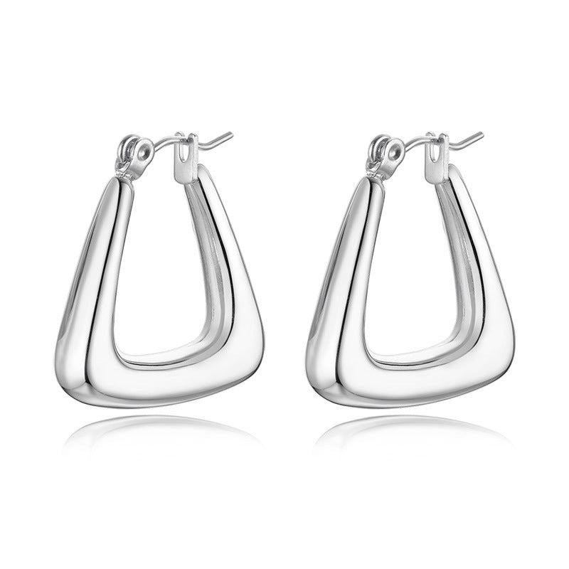 Simple Style Solid Color Stainless Steel Gold Plated Earrings 1 Pair