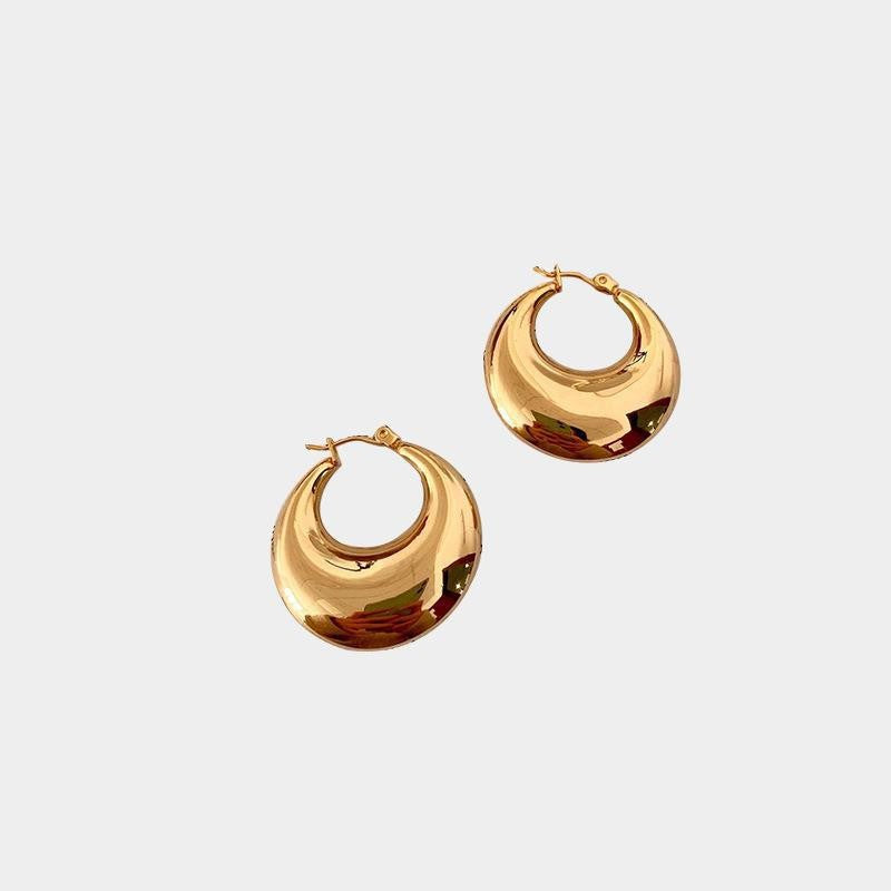 Simple Style Solid Color Stainless Steel Gold Plated Earrings 1 Pair