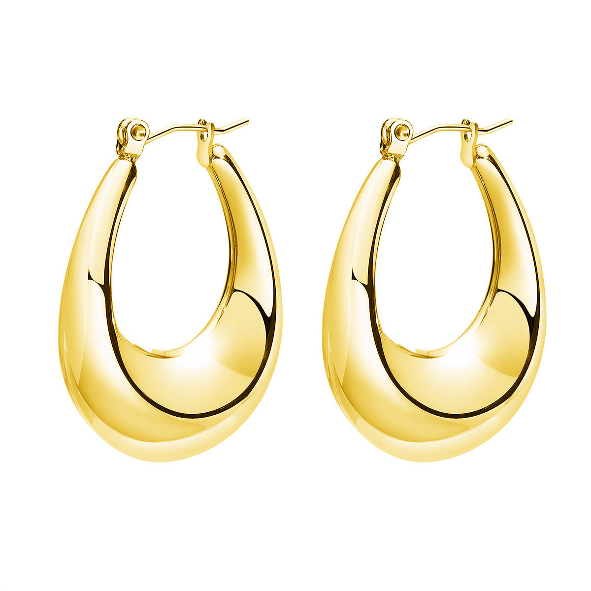 Simple Style Solid Color Stainless Steel Gold Plated Earrings 1 Pair