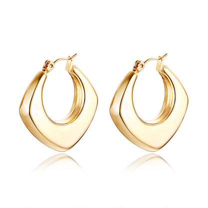 Simple Style Solid Color Stainless Steel Gold Plated Earrings 1 Pair