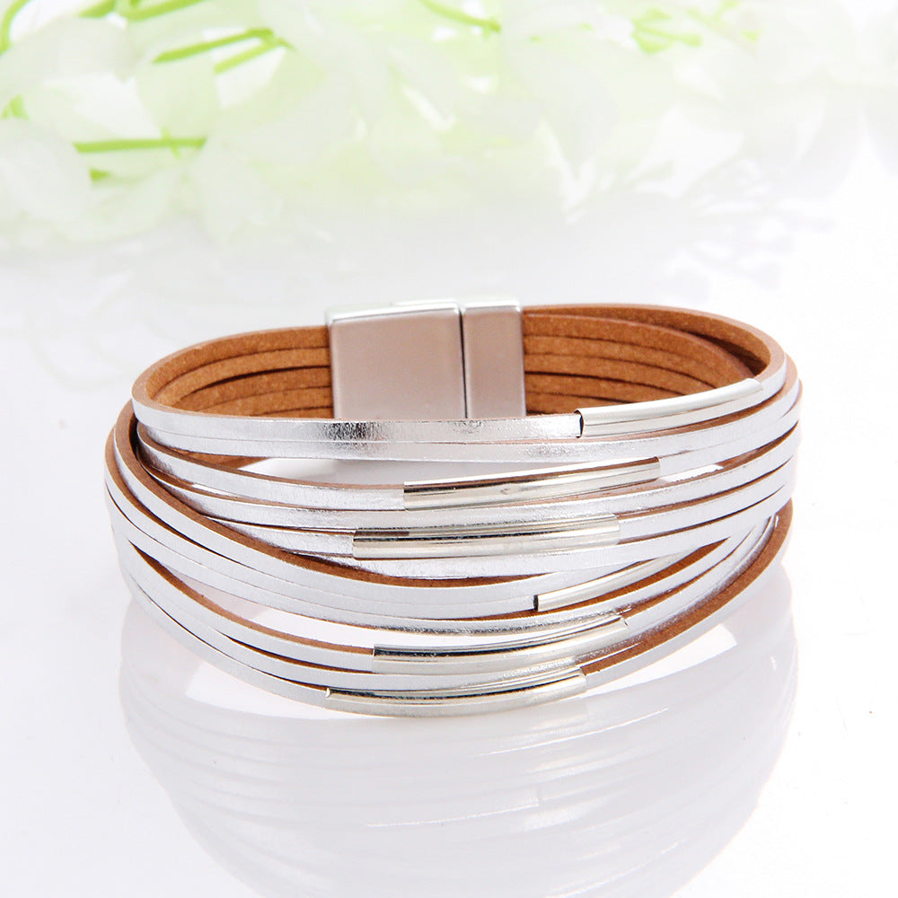 Wholesale Jewelry Simple Style Streetwear Geometric Pu Leather Bangle