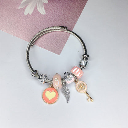 Simple Style Butterfly Titanium Steel Plating Inlay Artificial Gemstones Bangle