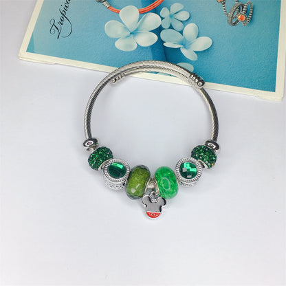 Simple Style Butterfly Titanium Steel Plating Inlay Artificial Gemstones Bangle