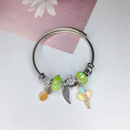 Simple Style Butterfly Titanium Steel Plating Inlay Artificial Gemstones Bangle