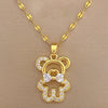 Cute Animal Stainless Steel Copper Inlay Zircon Pendant Necklace