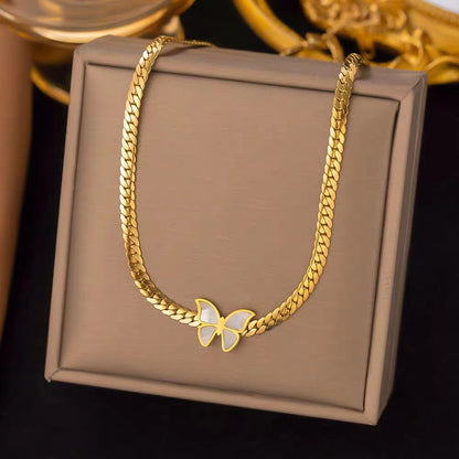 Sweet Streetwear Butterfly Titanium Steel Plating Necklace