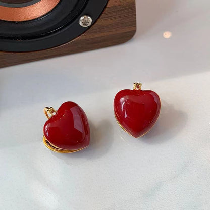 1 Pair Lady Heart Shape Enamel Alloy Drop Earrings