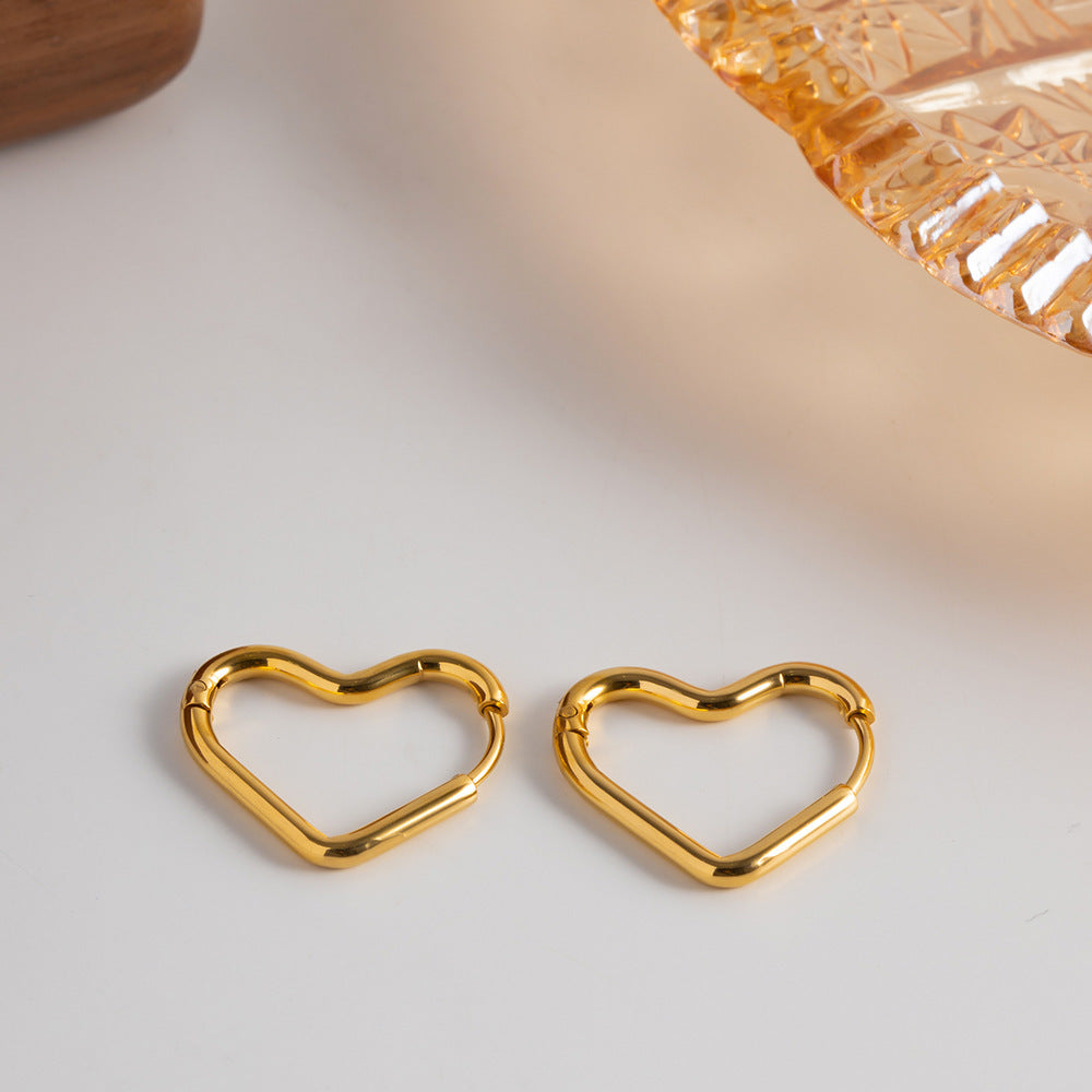 1 Pair Ig Style Simple Style Heart Shape Plating Titanium Steel 18k Gold Plated Earrings