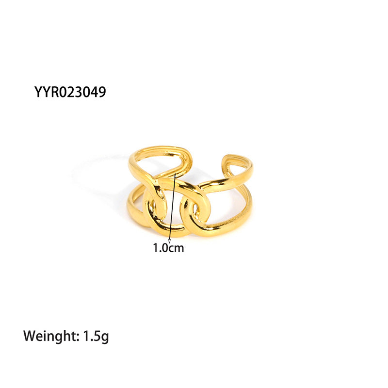 Streetwear Solid Color Stainless Steel Plating Open Rings