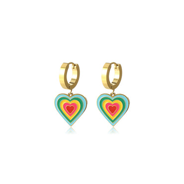 1 Pair Simple Style Heart Shape Enamel Plating Stainless Steel 18k Gold Plated Earrings